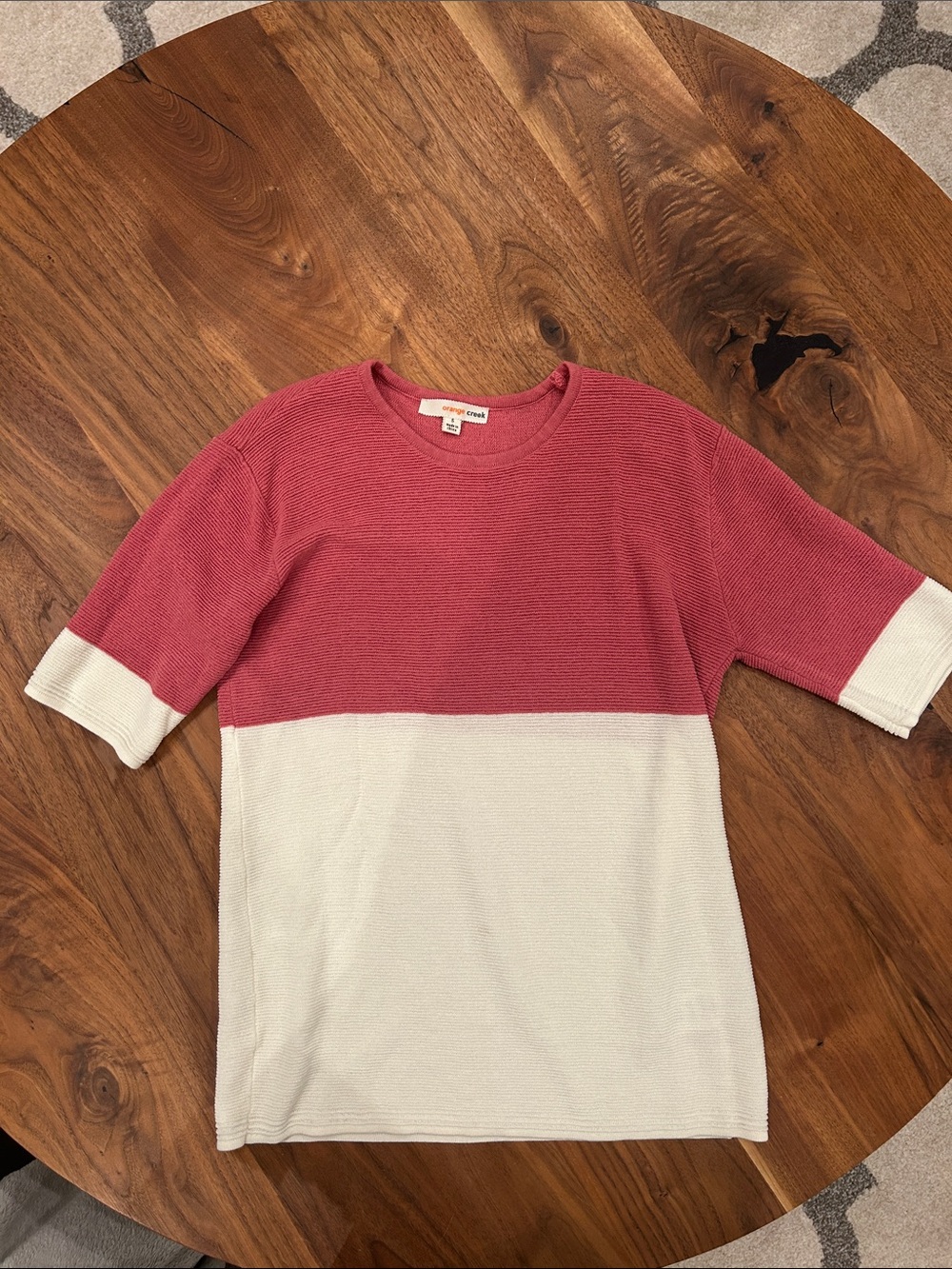Orange creek textured color block shirt
